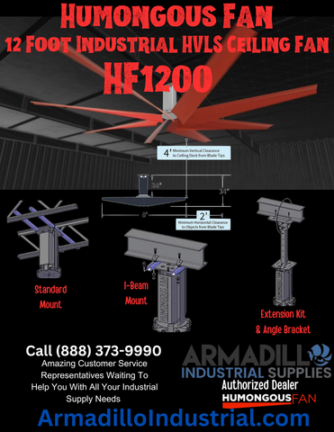 Humongous HF1200 HVLS Ceiling Fan - Armadillo