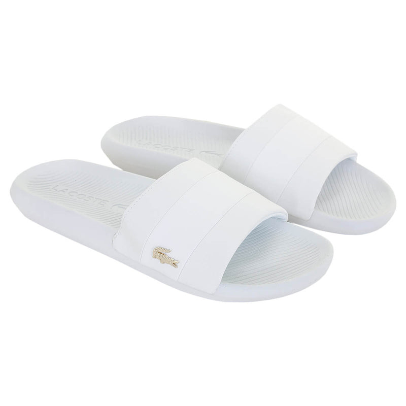 lacoste slides white