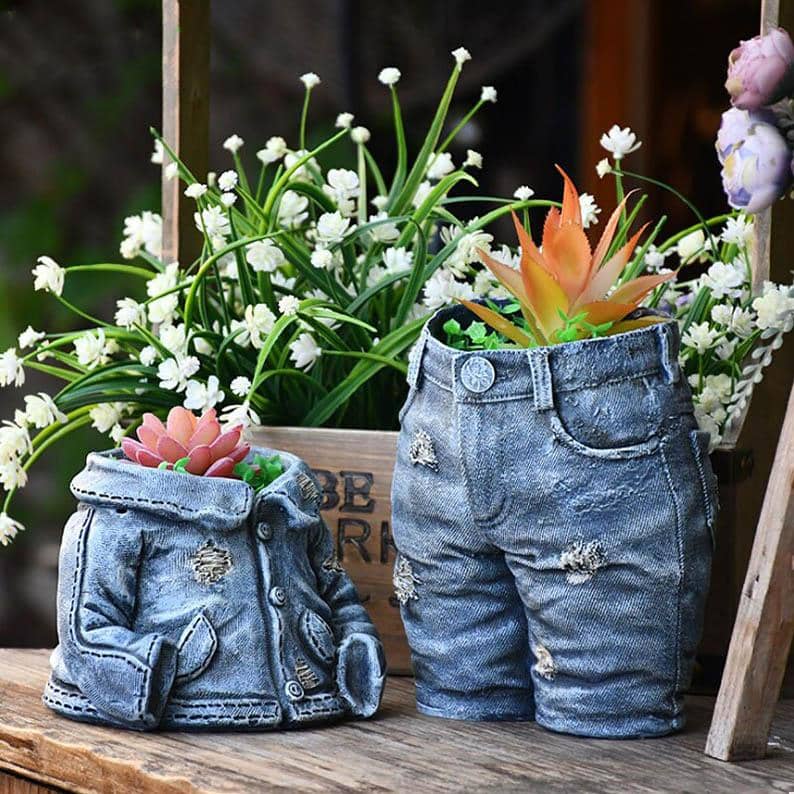 Denim Clothes Resin Garden Flower Pot - eSucculent