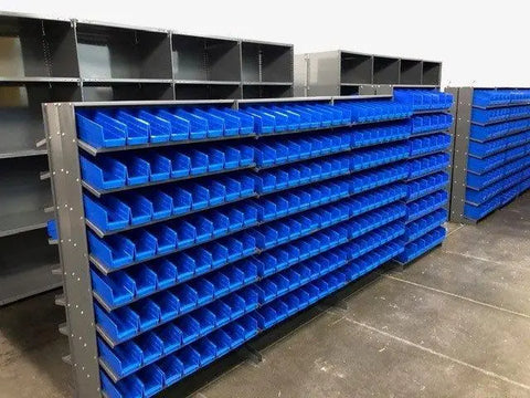 gravity shelf bin organizers for retail inventory and picking