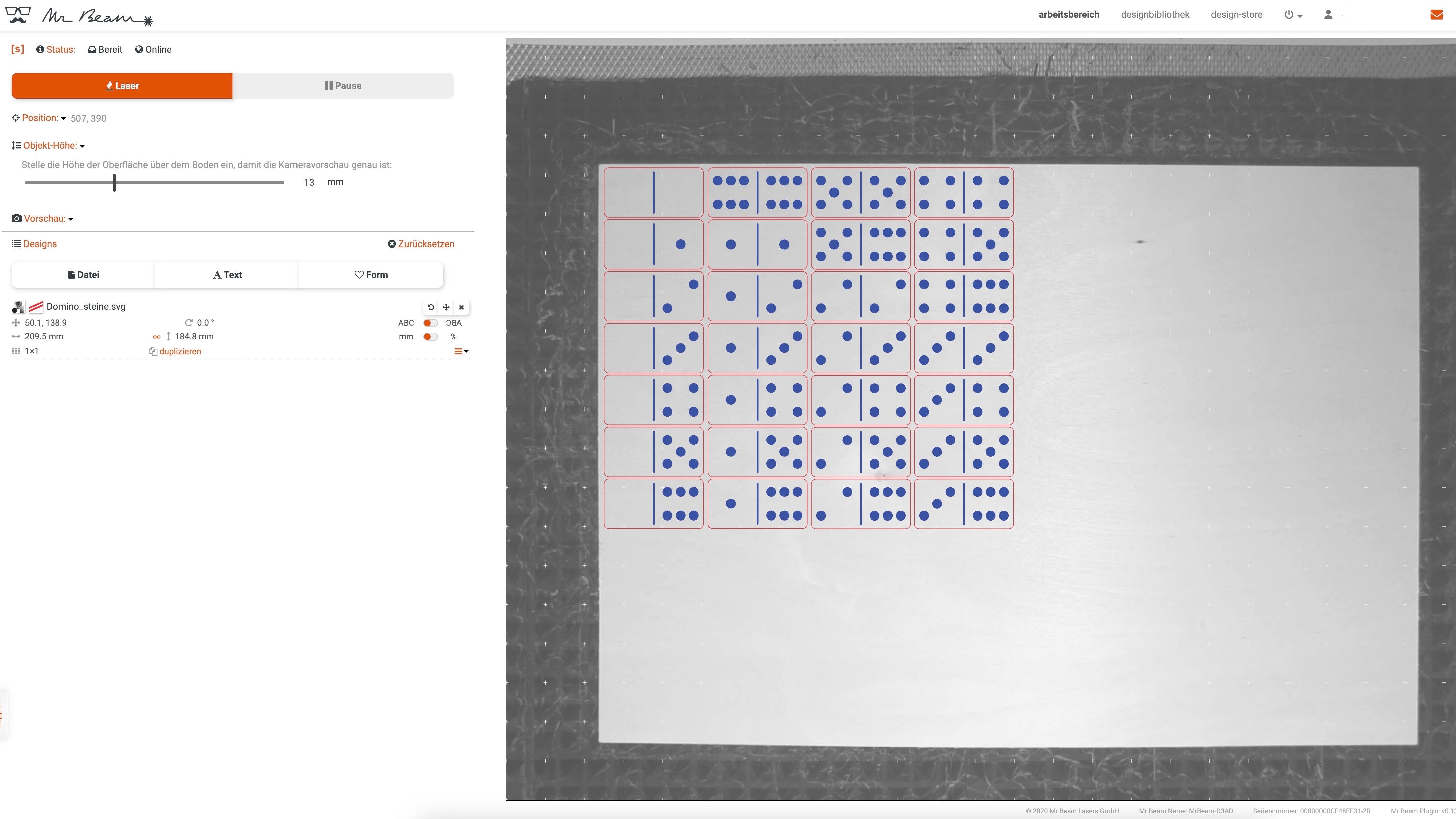 Laser job domino game