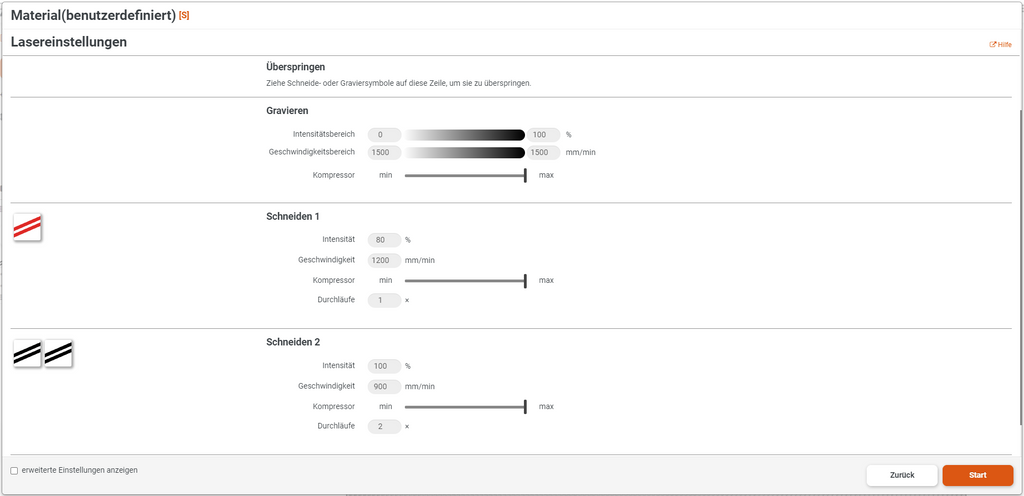 Configuración láser de tarjeta de San Valentín