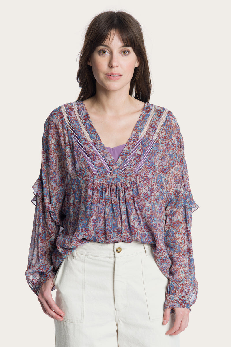 Violet Dusk Printed Blouse | The Frye Company