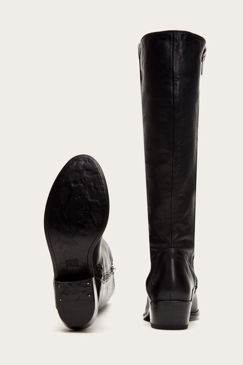 black flat wide calf boots