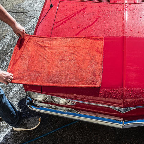 Red & Grey Twist Tech Drying Towel drying car