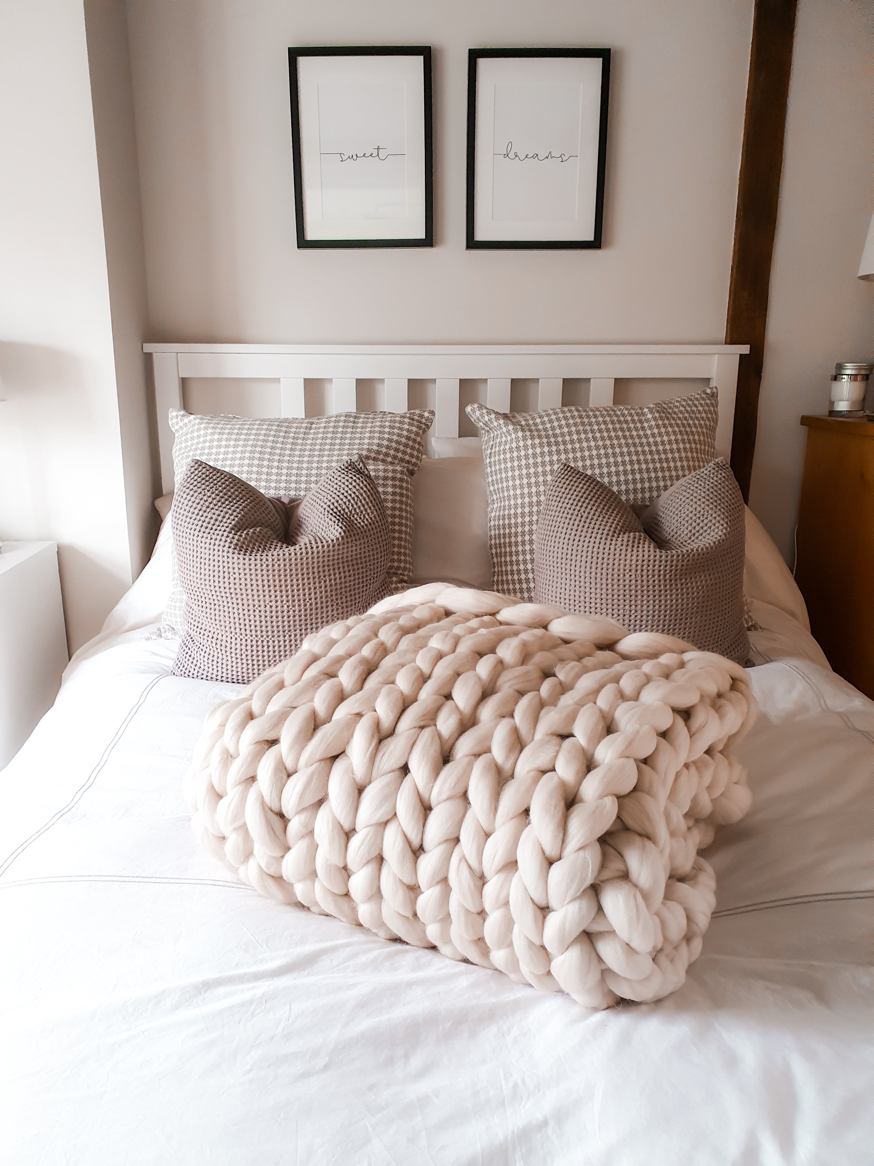 Chunky Knit Blanket Throw Cream Chunky Knit Boutique