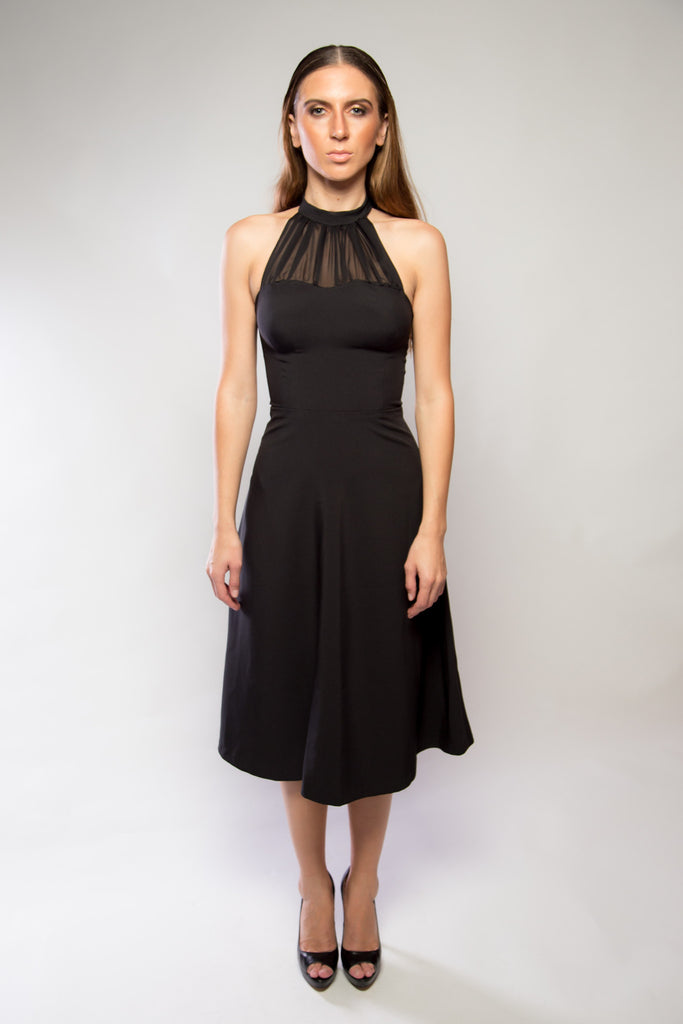 black chiffon halter dress