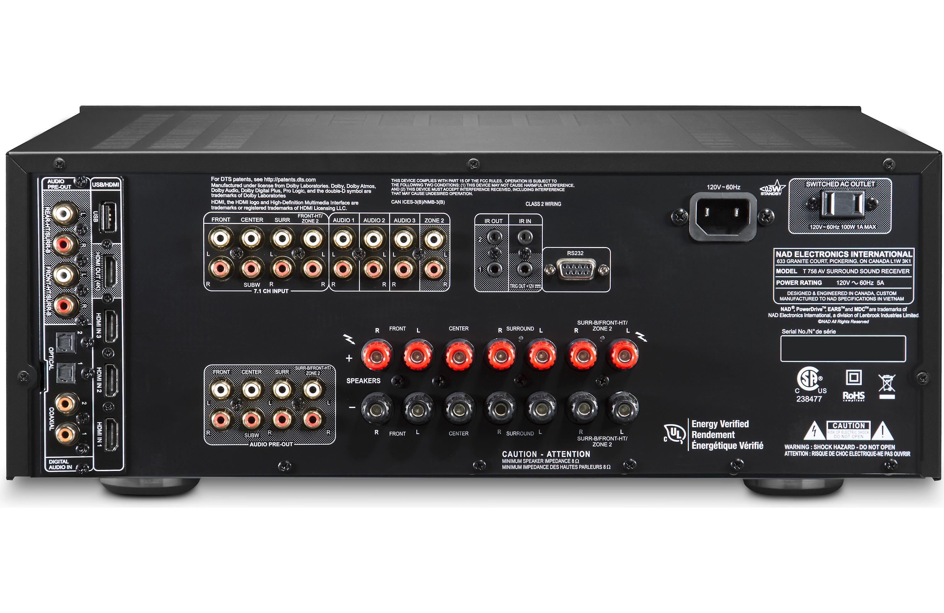 NAD Electronics T 758 V3i 7.1 Channel A/V Surround Sound — Safe and Sound HQ