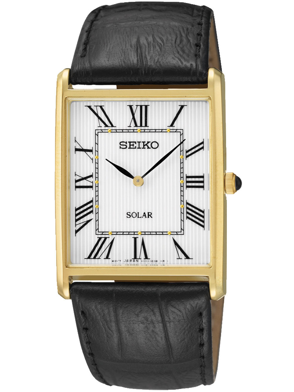 Seiko Men's Watch Solar SUP880P1 square golden 28mm 30M – ROYALITA