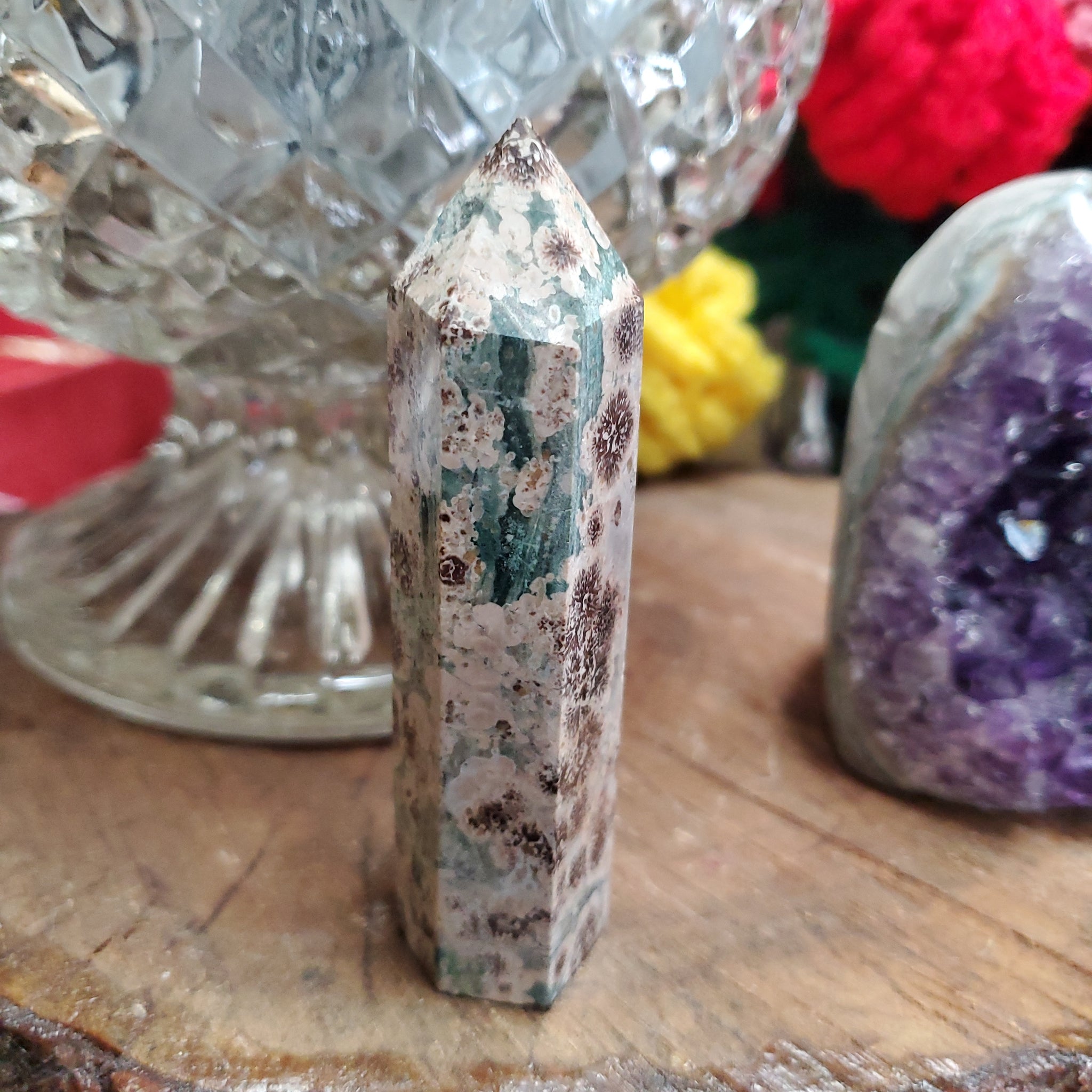 Russian Green Flower Agate - Tower – Tree Of Life Shoppe