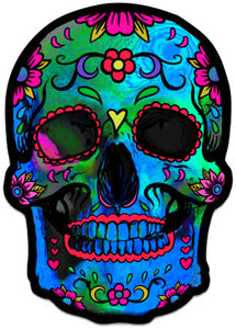 Color Sticker: Blue 3d Sugar Skull, 4.5x3.2,1.5