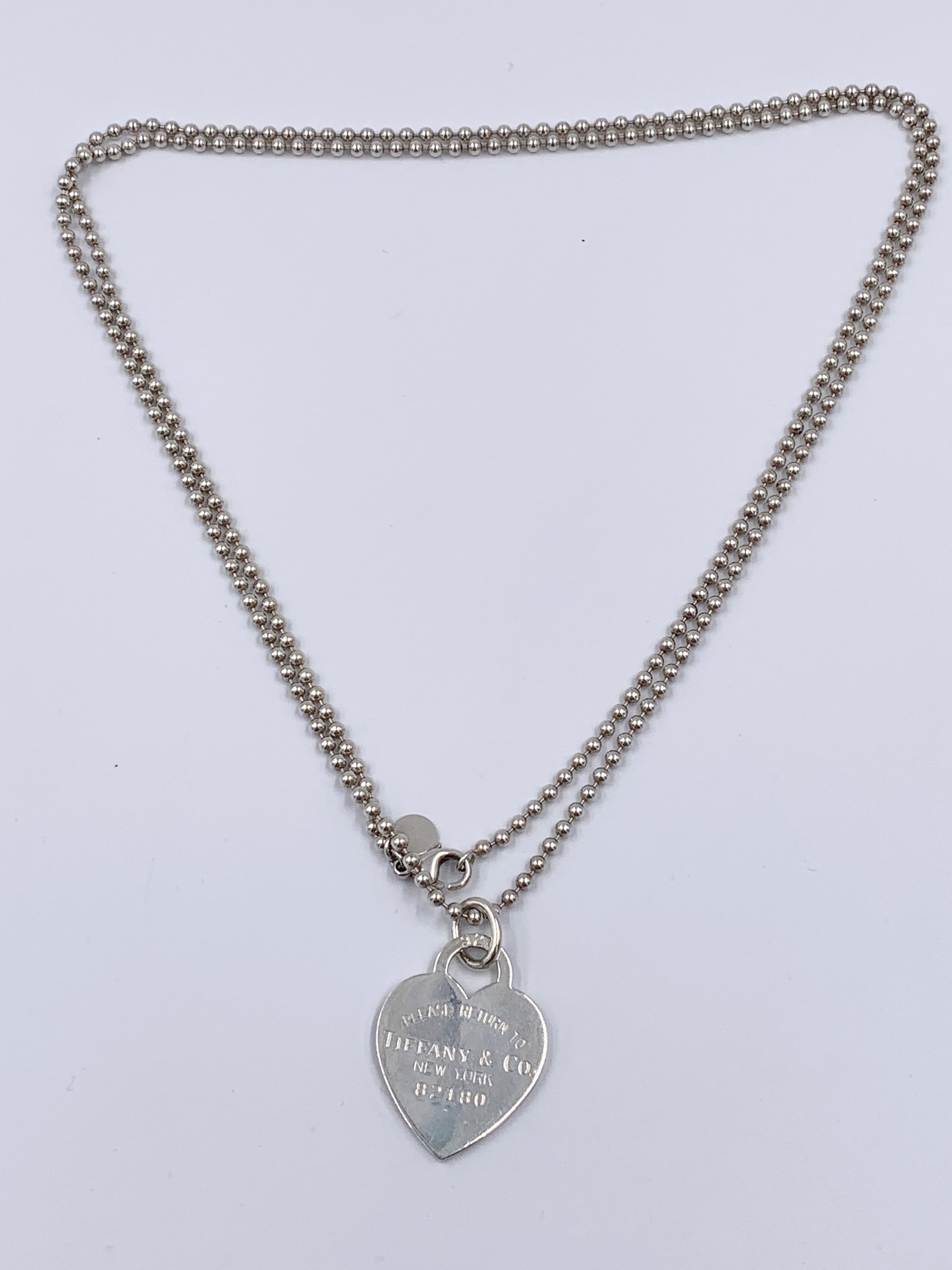 tiffany long chain heart necklace