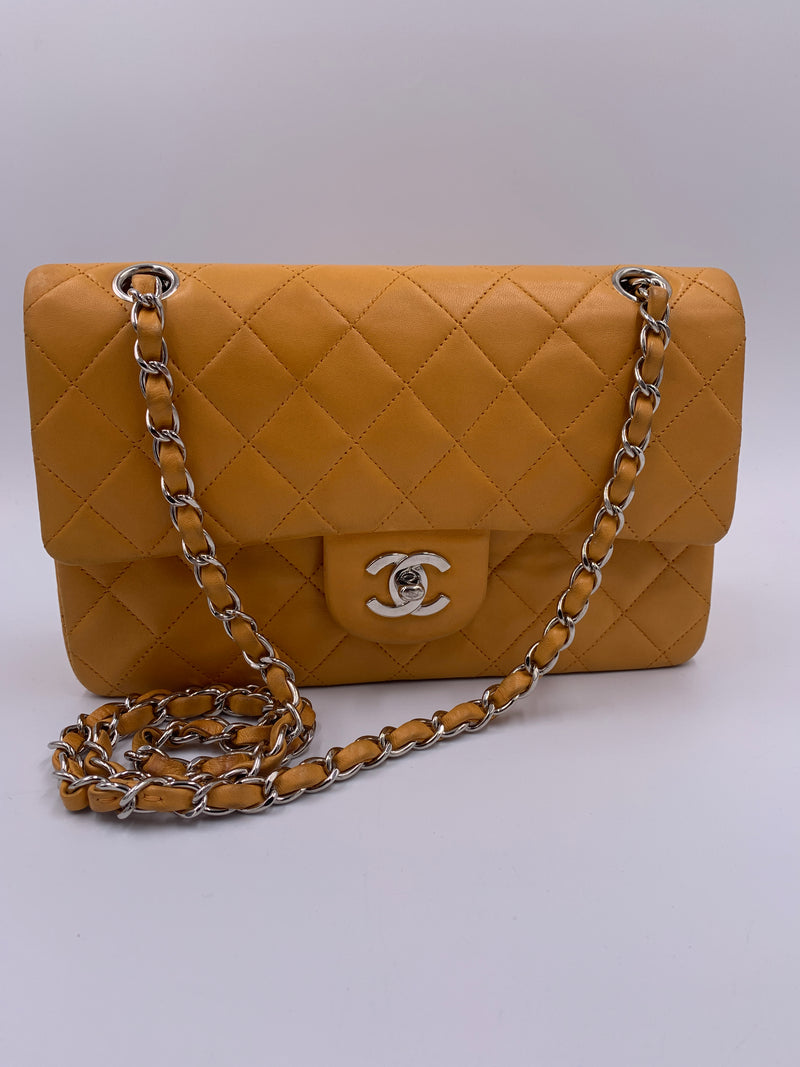 Rare Chanel bright orange coated leather single flap bag with colourfu   LuxuryPromise