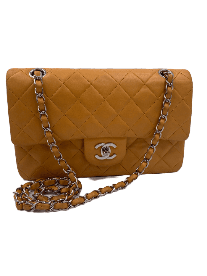 CHANEL CLASSIC FLAP JUMBO BAG IN ORANGE CAVIAR LEDTHER