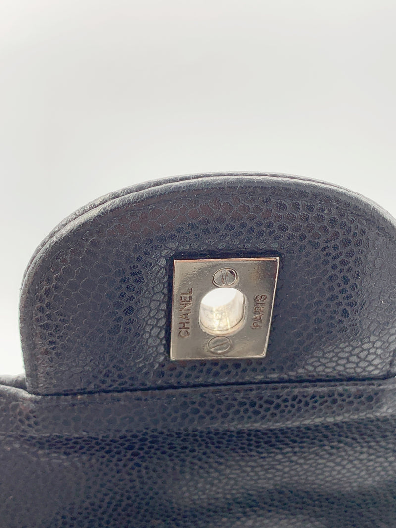 Sold-CHANEL Classic Caviar Jumbo Single Flap Bag Black/Silver hardware ...