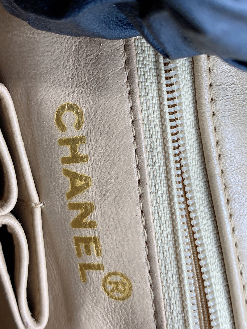 Sold-CHANEL Classic Lambskin Chain Single Mini Square Flap bag Beige/g ...