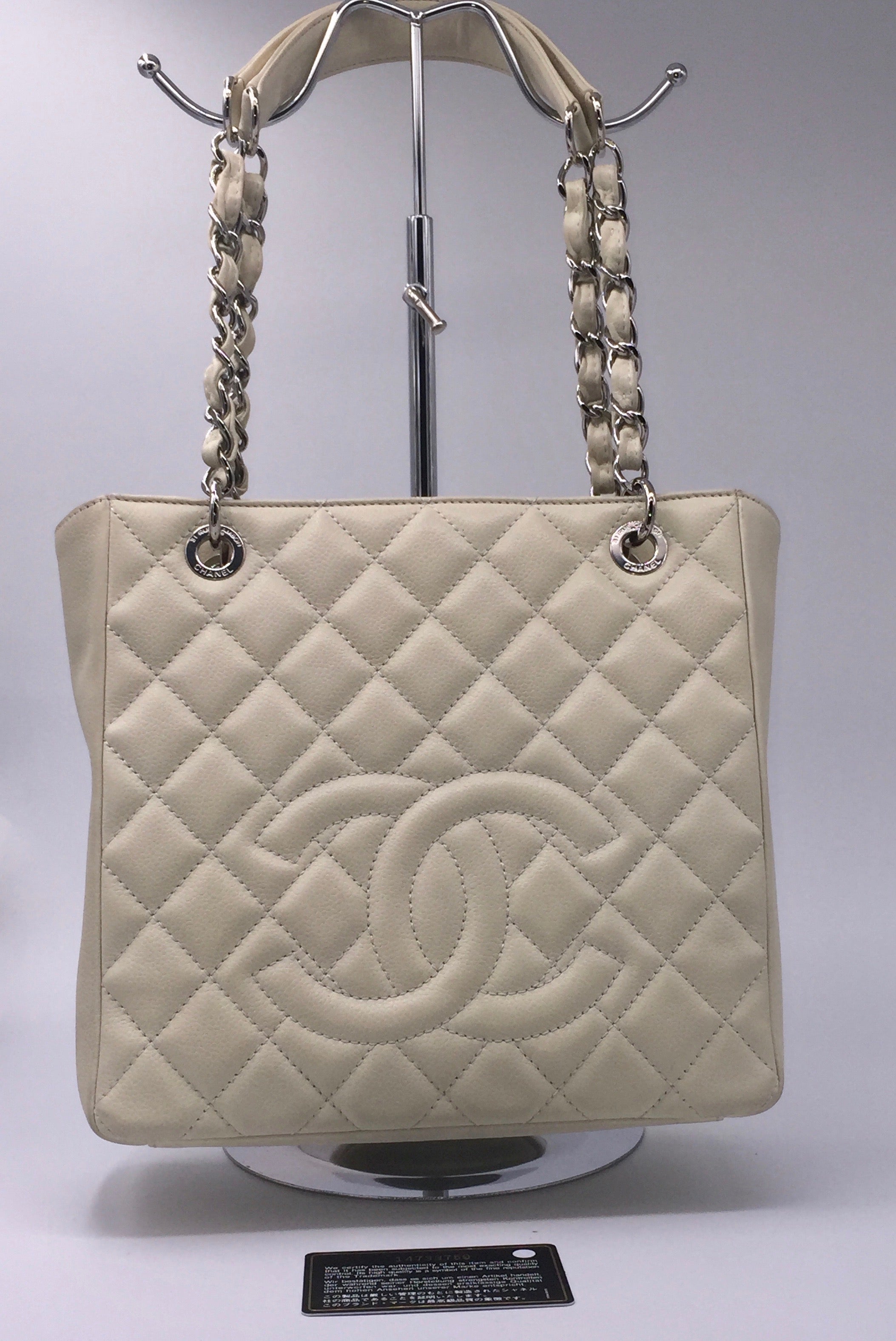 CHANEL Caviar Quilted Petite Shopping Tote Ivory PST Canada vintage ...