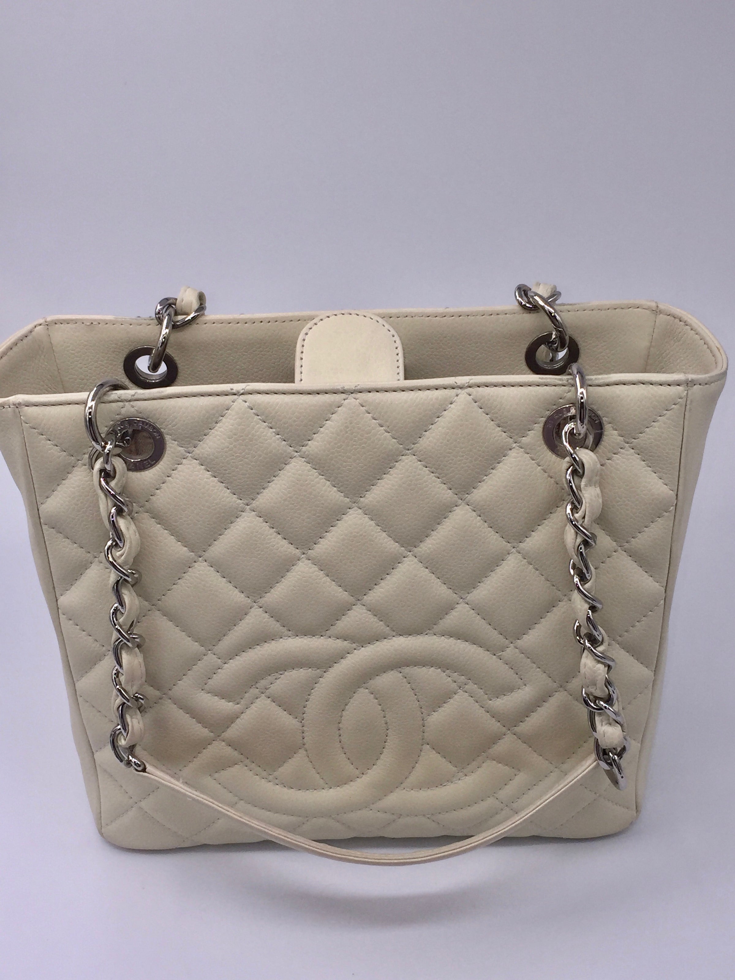 CHANEL Caviar Quilted Petite Shopping Tote Ivory PST Canada vintage ...