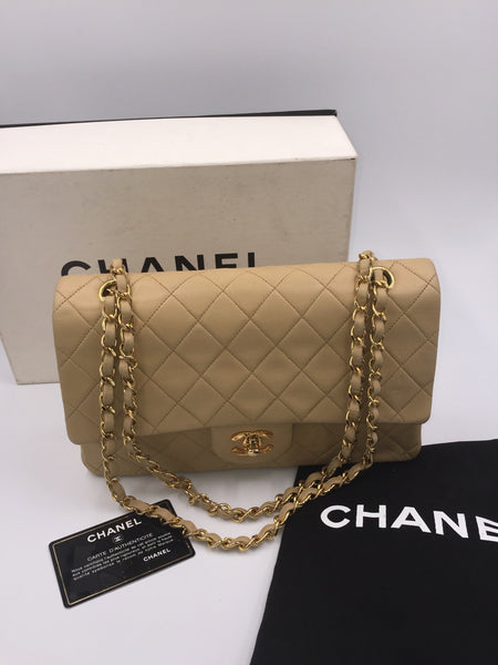 Sold-CHANEL Classic Lambskin Double Chain Double Flap Medium Shoulder ...