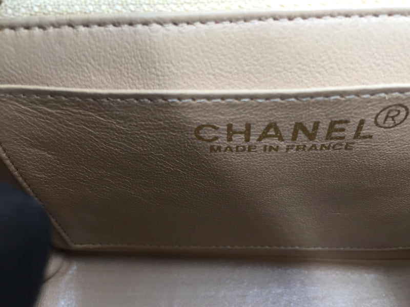 Sold-CHANEL Classic Lambskin Chain Single Mini Square Flap bag Beige/g ...