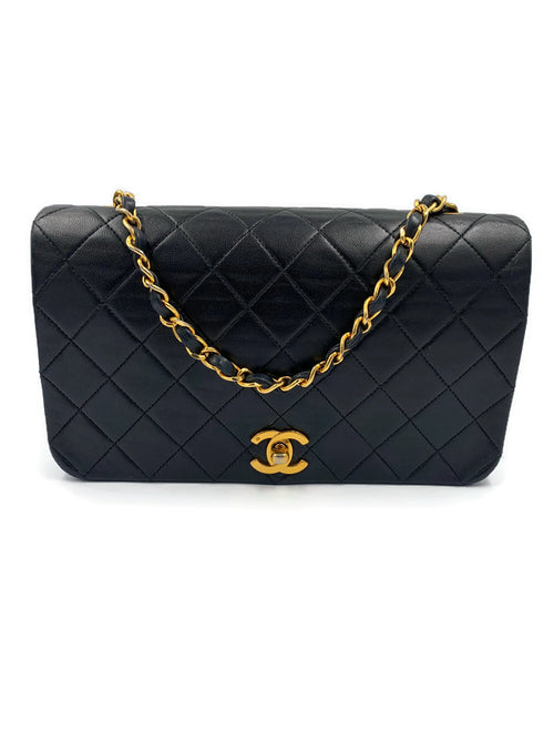 Chanel 1991 Vintage Black Chevron Medium Classic Double Flap Bag 24K GHW