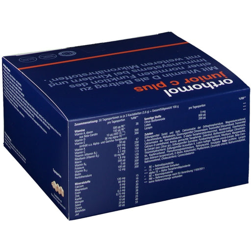New packaging - Orthomol Junior Vitamin C Plus Chewable Tab Mandarin Orange nutrients