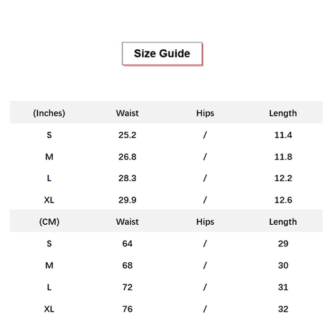 Double-layer Elastic Waist Running Shorts conversion chart & size guide