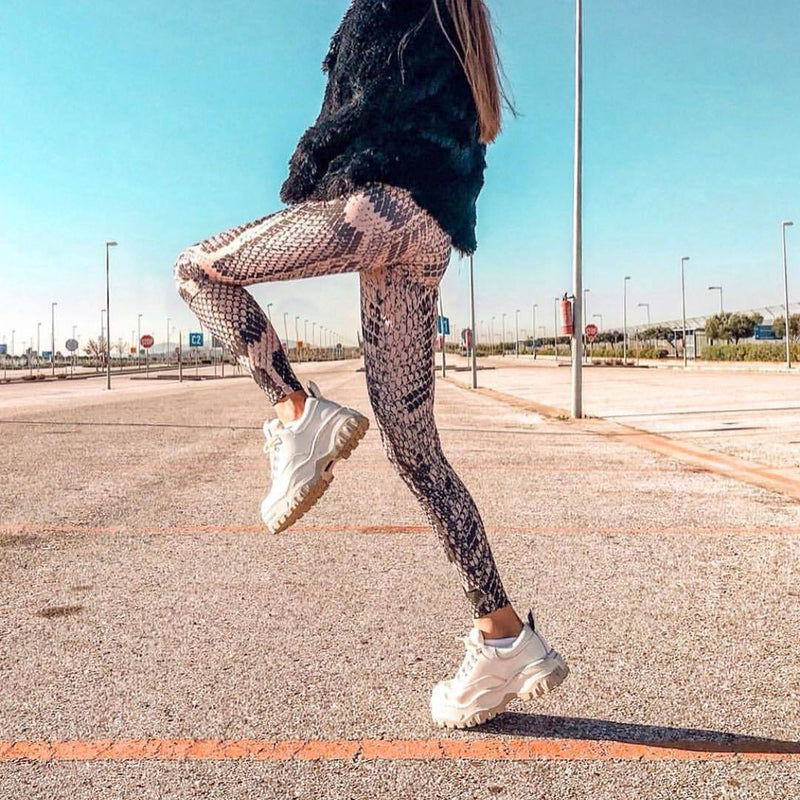 snakeskin workout leggings