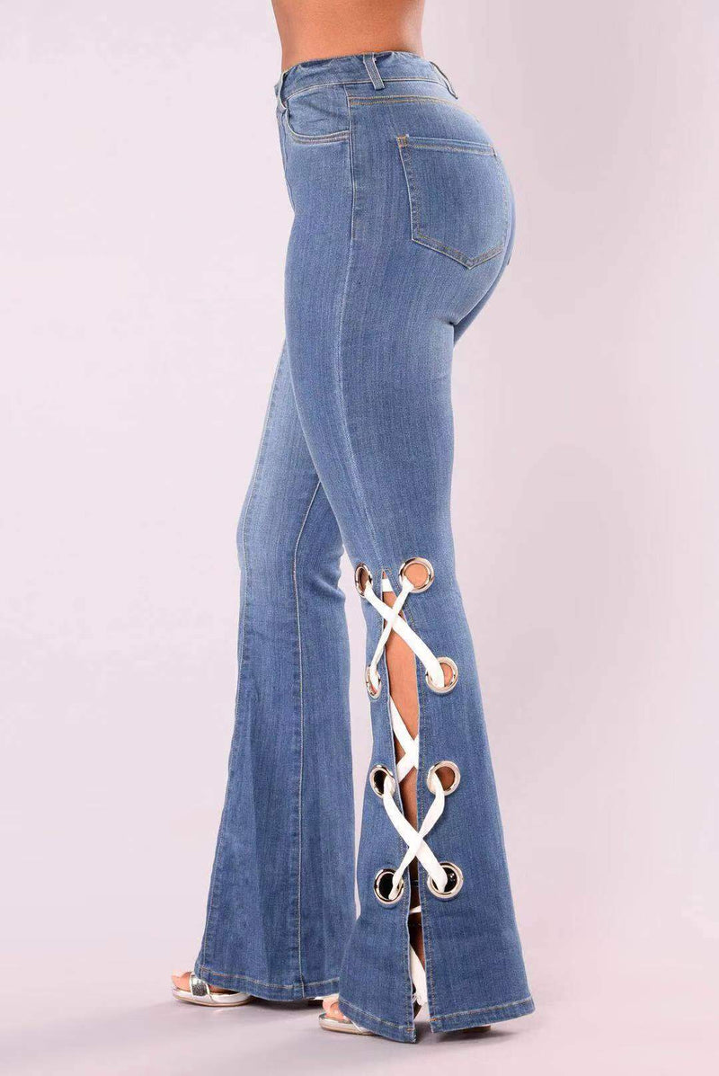 jeans with line down the side