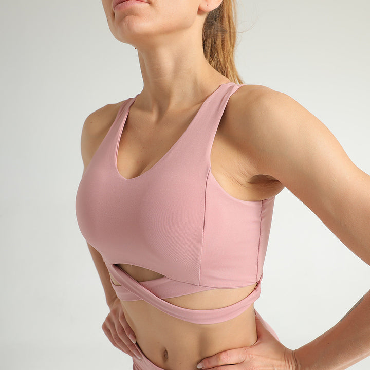 criss cross front sports bra