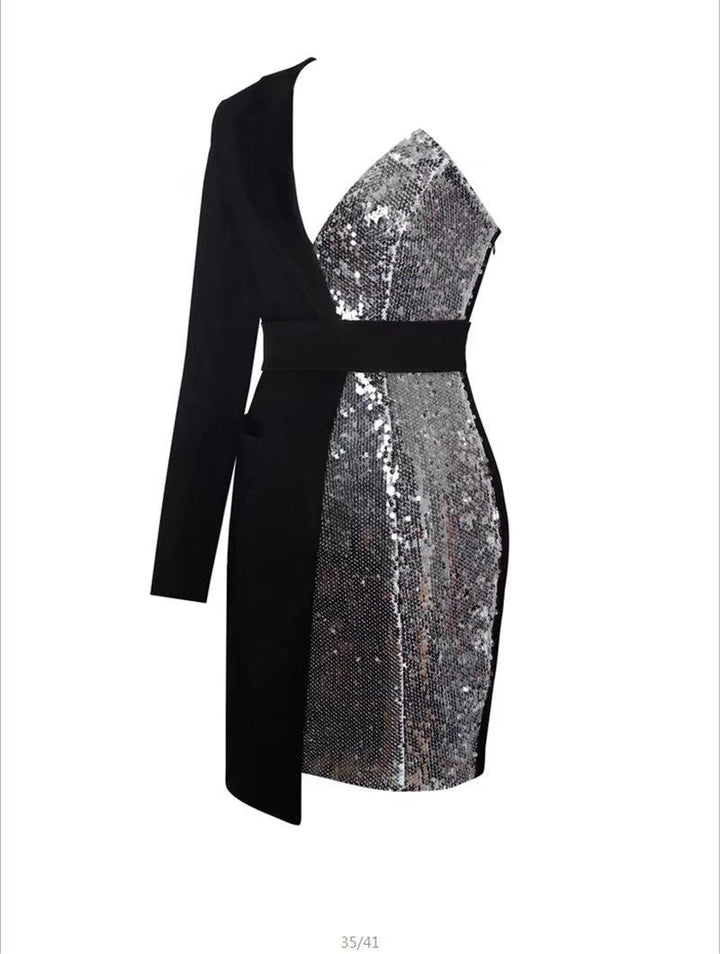 black and silver blazer dress