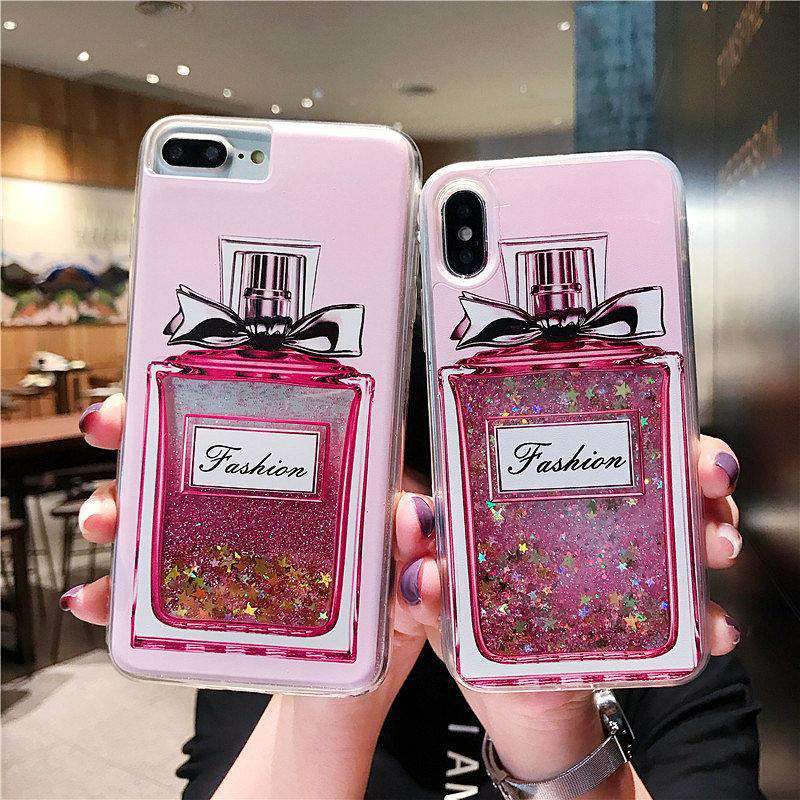 Creative Exquisite Perfume Bottle Designed Liquid Bling Glitter Iphone Flamingo