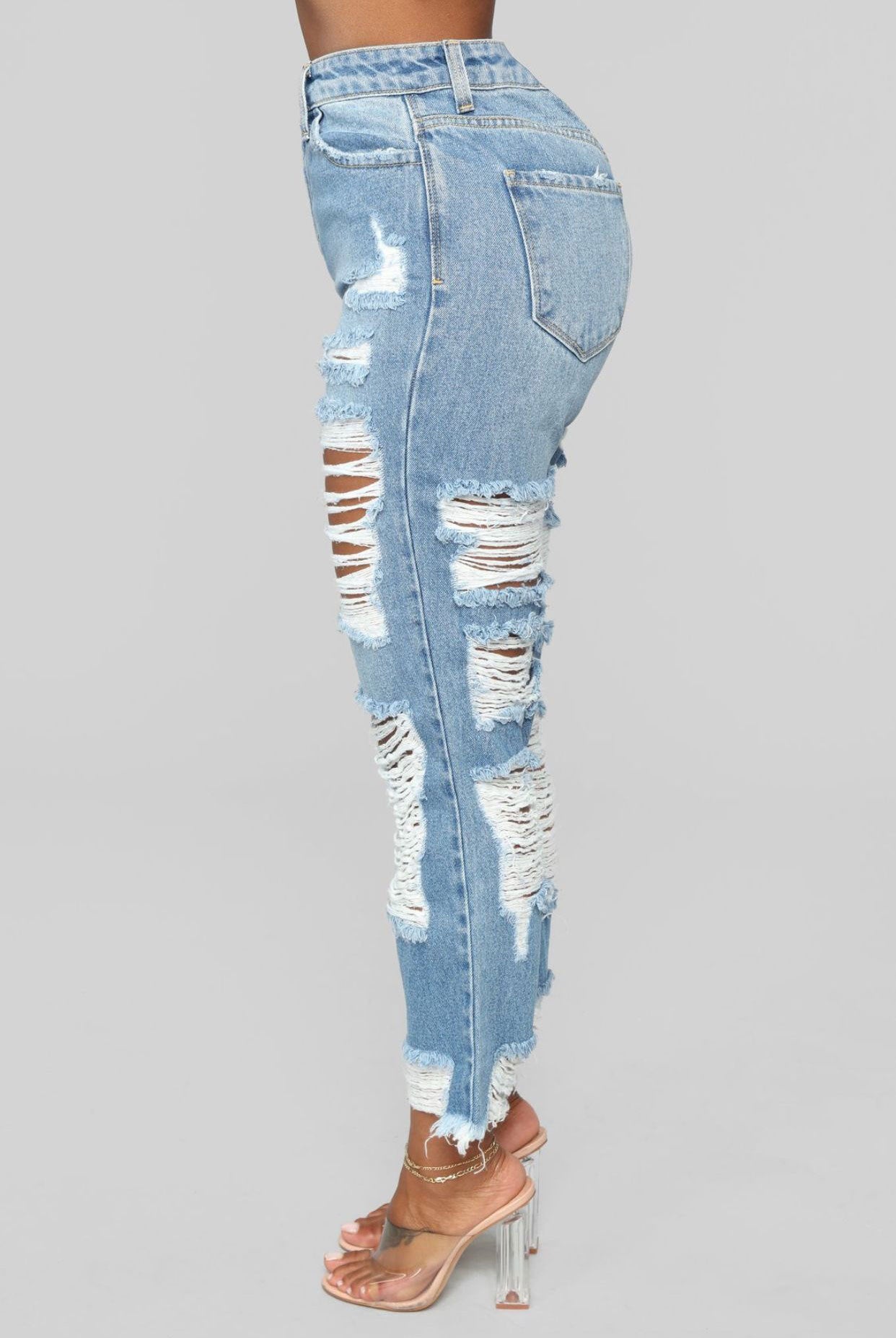 ripped jeans in the back and front