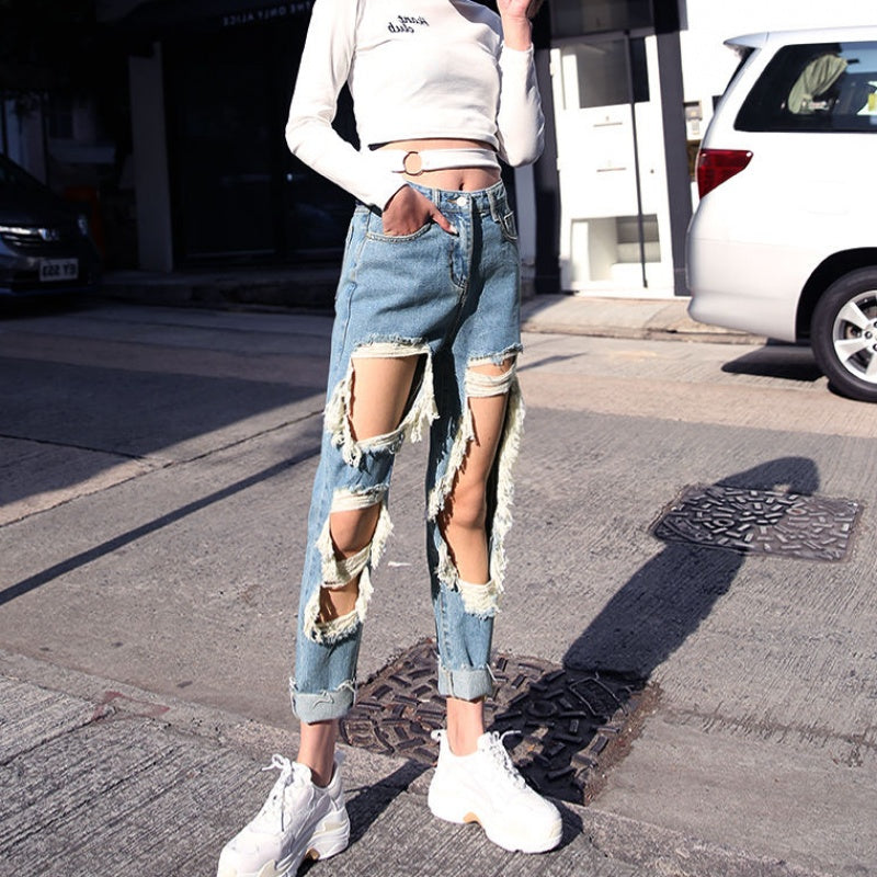 loose ripped mom jeans