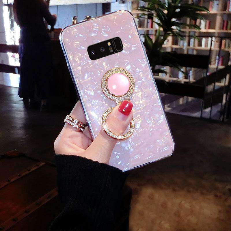 Shimmer Sequin Design Pearl Decorate Phone Case For Samsung With