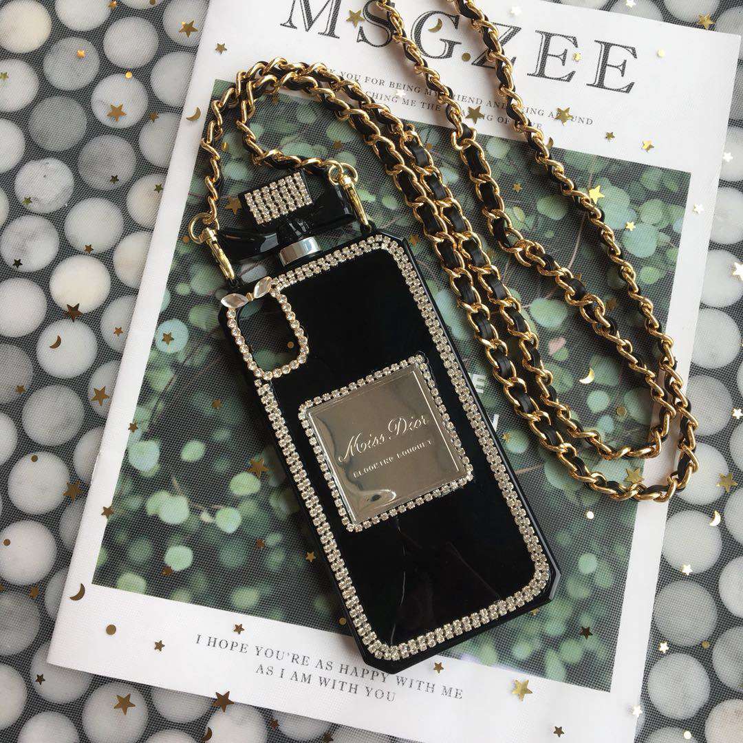 Luxury Perfume Design Iphone Case With Leather Strap Flamingo