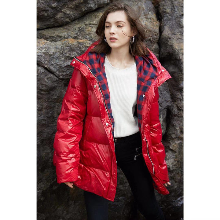 vinyl hooded puffer jacket