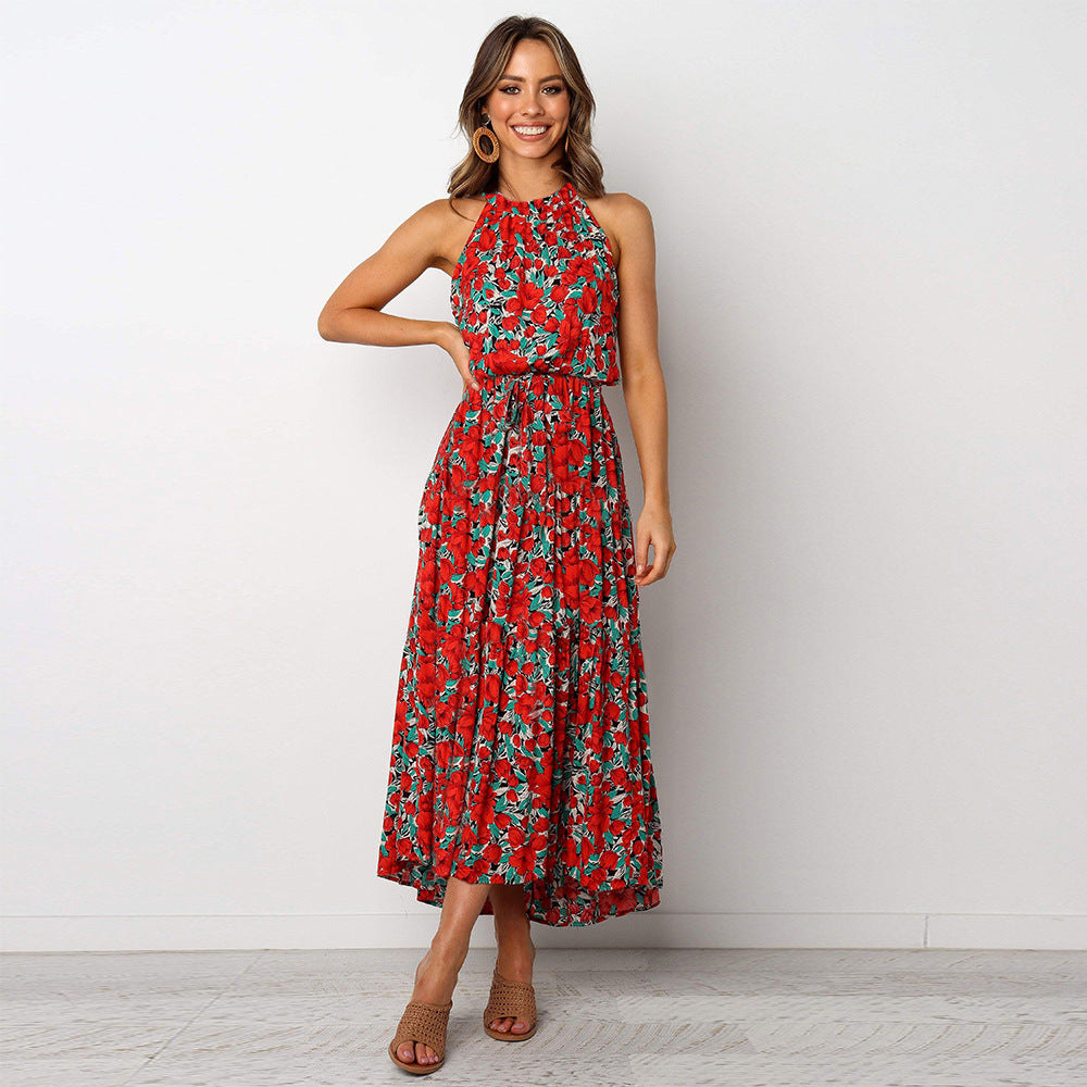 flamingo print maxi dress