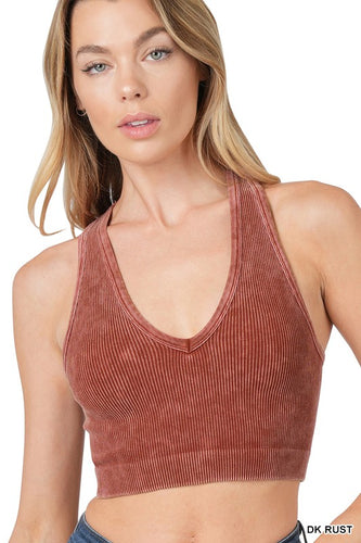 All Washed Out Razorback Crop Top DK Rust