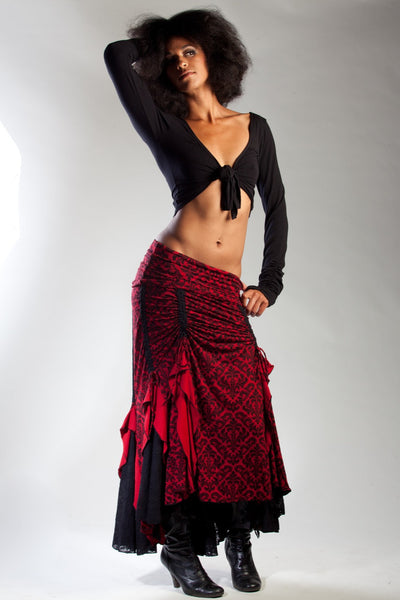 Flamenco Skirt - Red/Black Victorian (NO LACE) – The Phoenix Rose