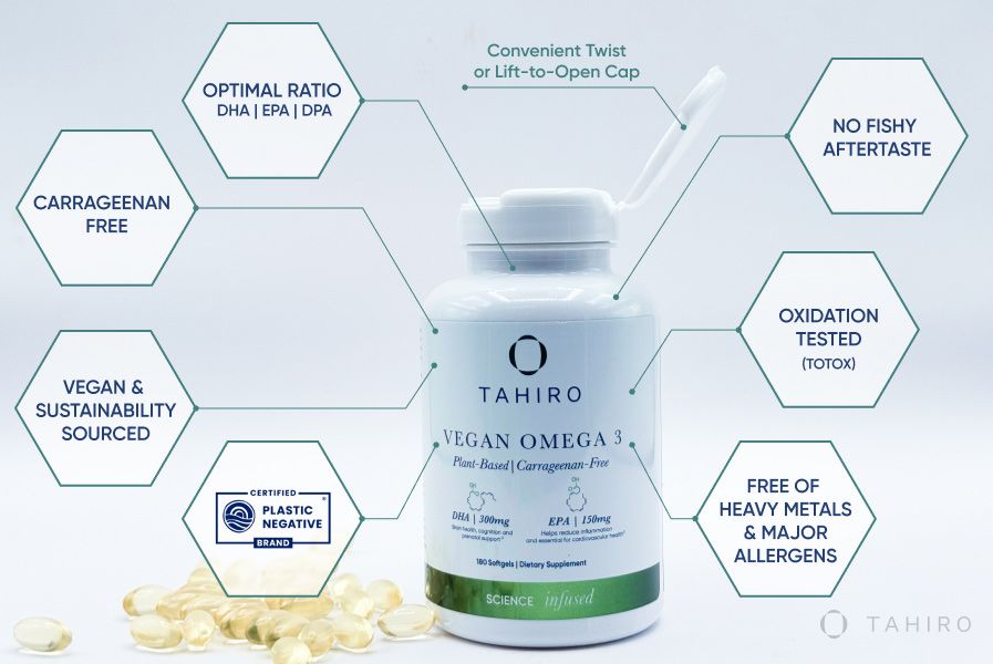 Vegan omega-3 with optimal ALA and DHA ratio