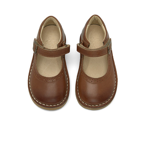 Martha Velcro Mary Jane Kids Shoe Tan Burnished Leather - Young Soles ...