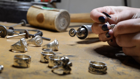 work in progress photo of silver jewelry making