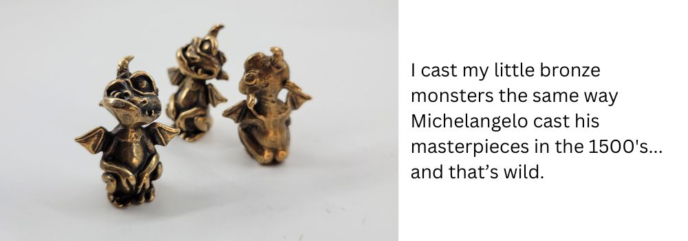 Tiny bronze people eaters