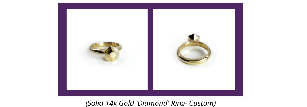 solid gold diamond shaped ring