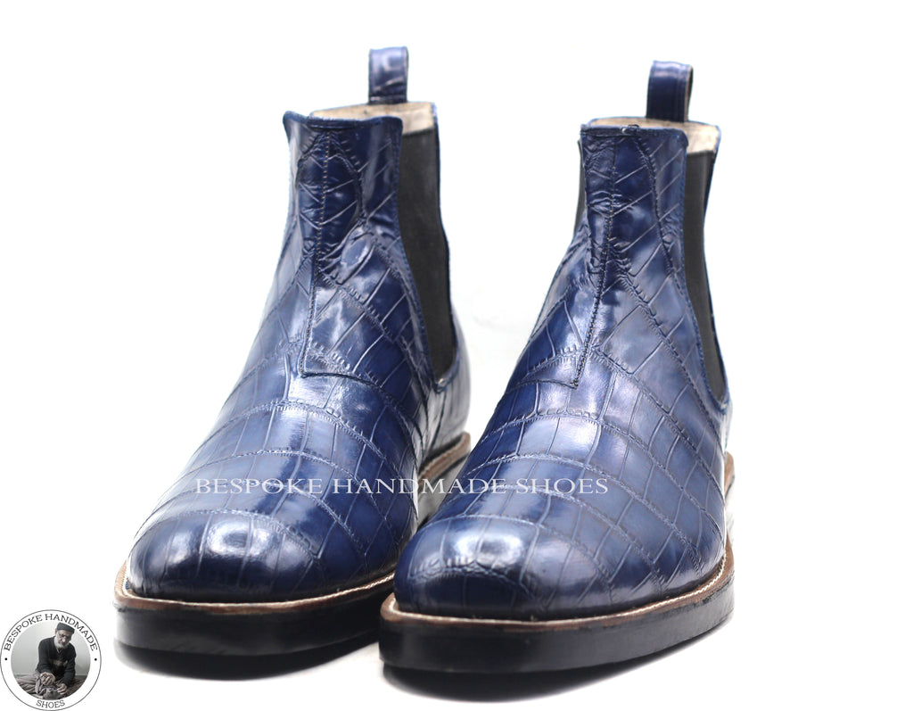 blue leather boot