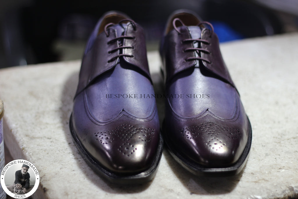 purple wingtip shoes