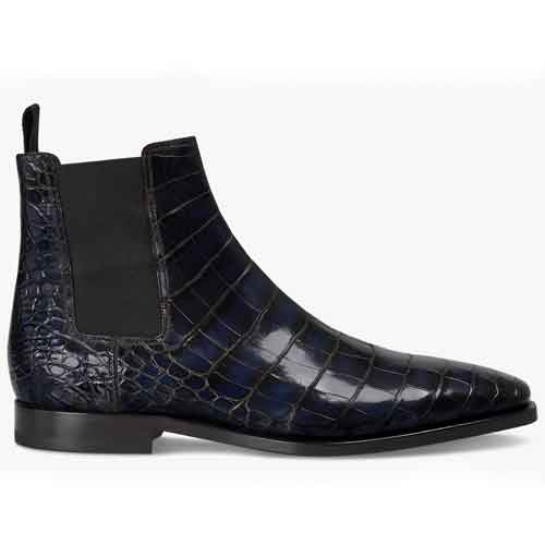 crocodile print chelsea boots