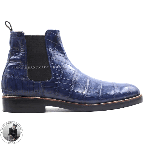 navy blue leather boots