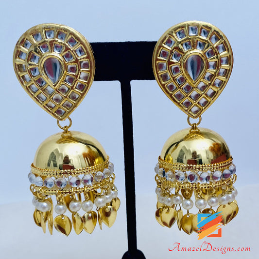 Golden Pipal Patti Bali Earrings J0534 - muteyaar.com